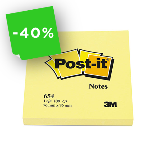 Blocco Post-it 654 3M  canary - 76 x 76 mm